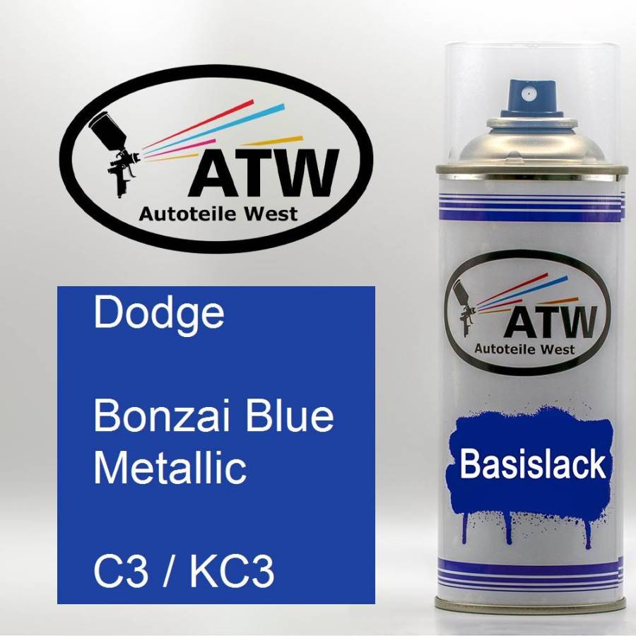 Dodge, Bonzai Blue Metallic, C3 / KC3: 400ml Sprühdose, von ATW Autoteile West.